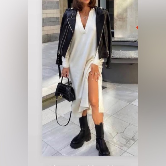 NWOT H&M Collared Knit Midi Sweater Dress Brown XS - Picture 1 of 4